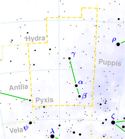 Pyxis Constellation Map, Courtesy Wikipedia